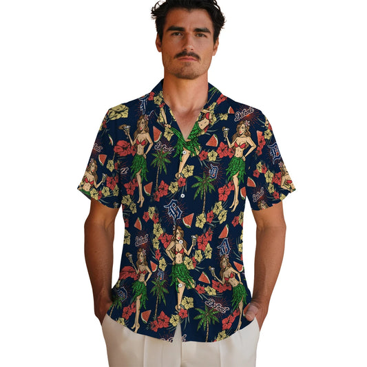 Detroit Tigers Hawaiian Shirt - Hawaiian Girls Design | Moonbestprint