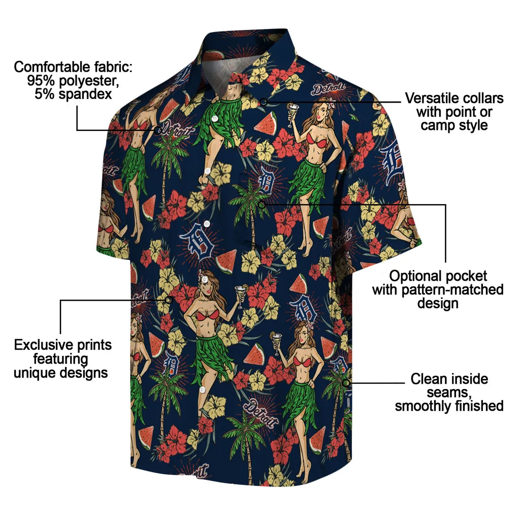 Detroit Tigers Hawaiian Shirt - Hawaiian Girls Design | Moonbestprint