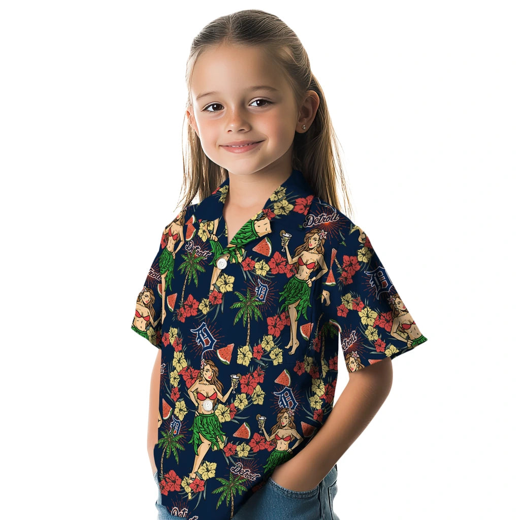 Detroit Tigers Hawaiian Shirt - Hawaiian Girls Design | Moonbestprint