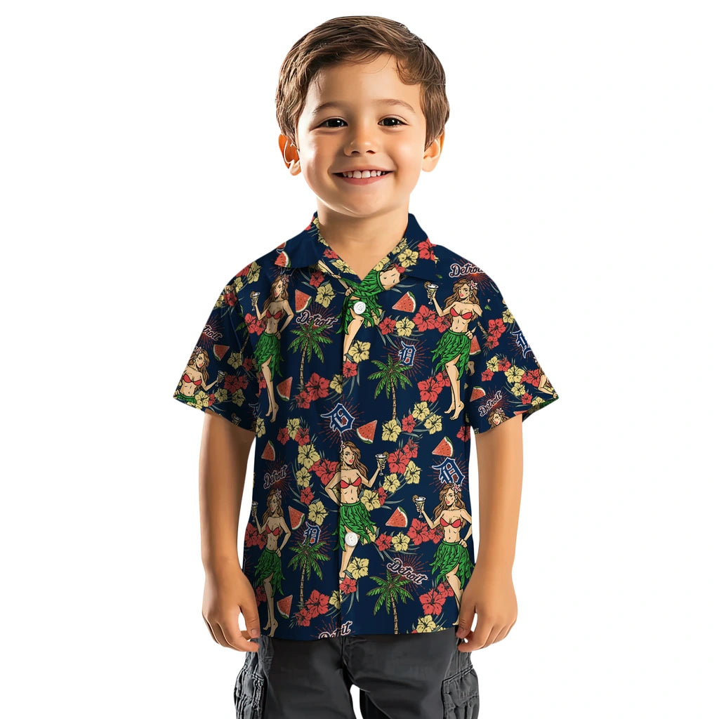 Detroit Tigers Hawaiian Shirt - Hawaiian Girls Design | Moonbestprint