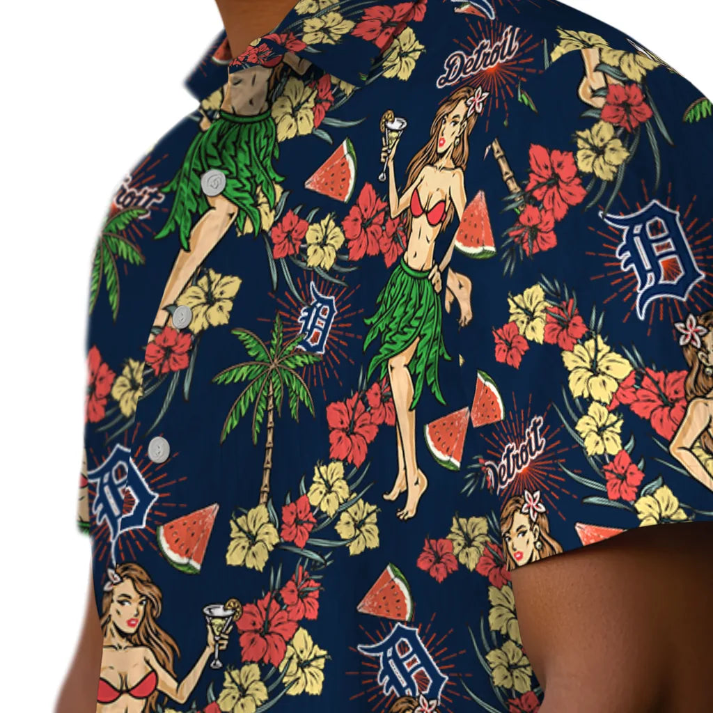 Detroit Tigers Hawaiian Shirt - Hawaiian Girls Design | Moonbestprint