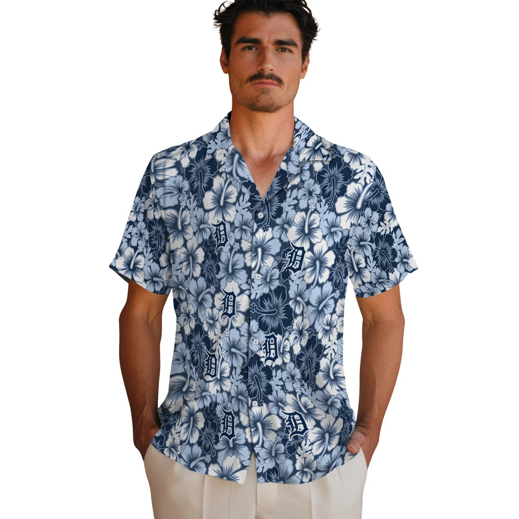 Detroit Tigers Hawaiian Shirt - Hibiscus Blooms | Moonbestprint