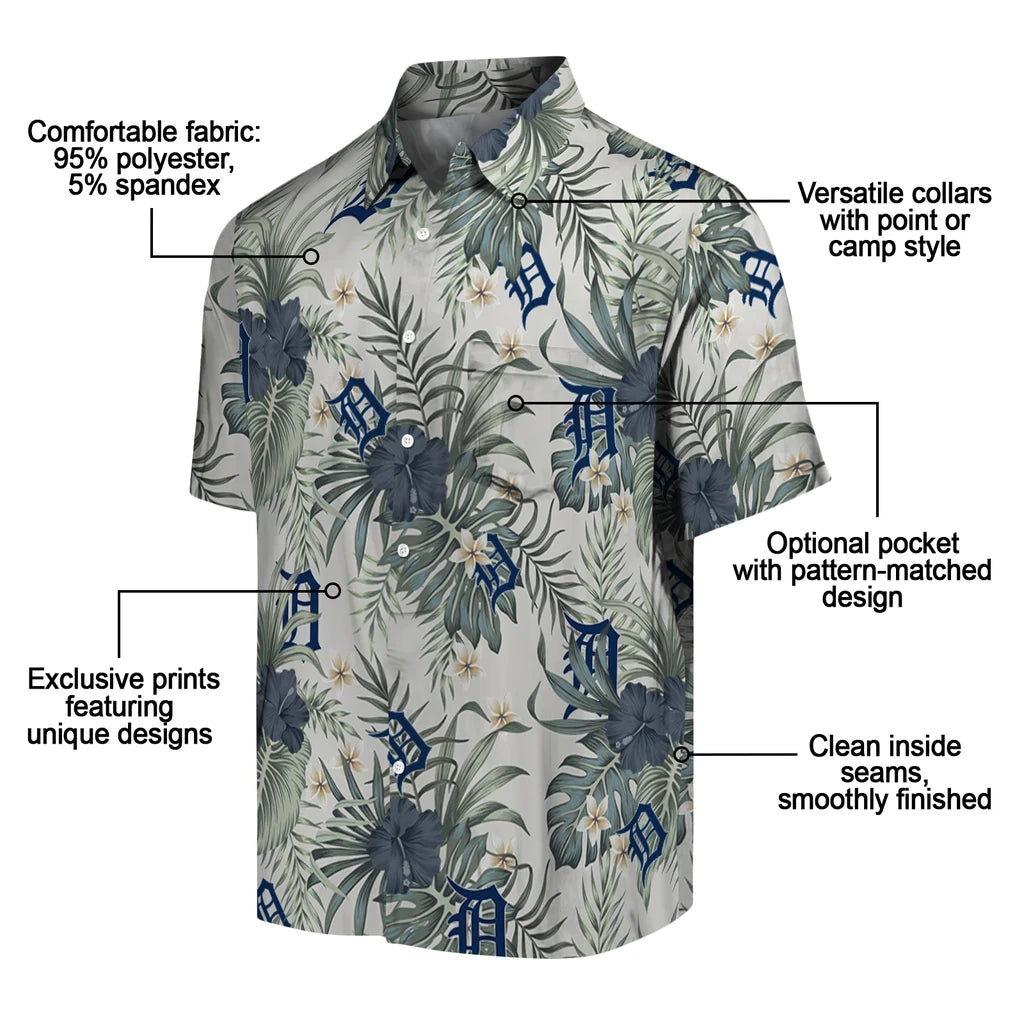 Detroit Tigers Hawaiian Shirt - Hibiscus Designs | Moonbestprint