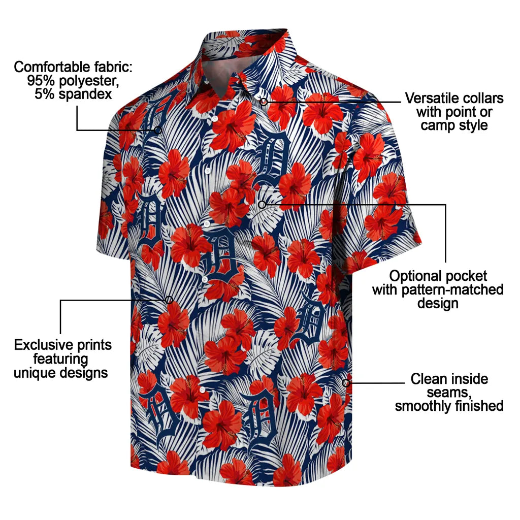 Detroit Tigers Hawaiian Shirt - Hibiscus Fiesta | Moonbestprint