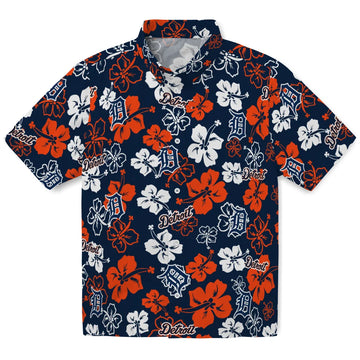 Detroit Tigers Hawaiian Shirt - Hibiscus Flower Design | Moonbestprint