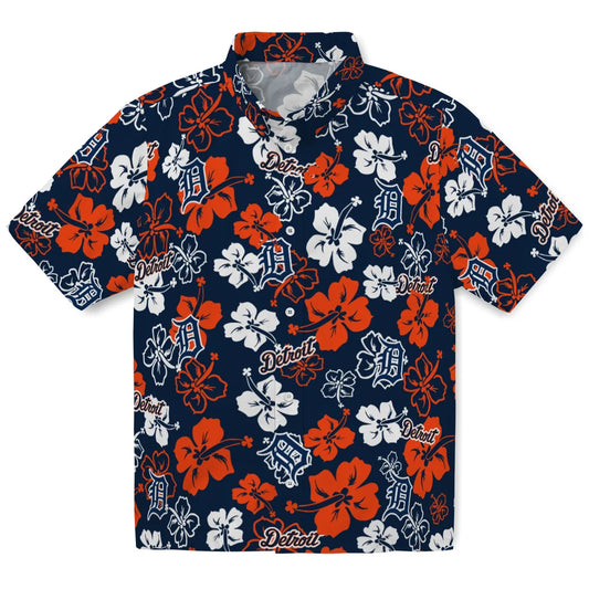 Detroit Tigers Hawaiian Shirt - Hibiscus Flower Design | Moonbestprint