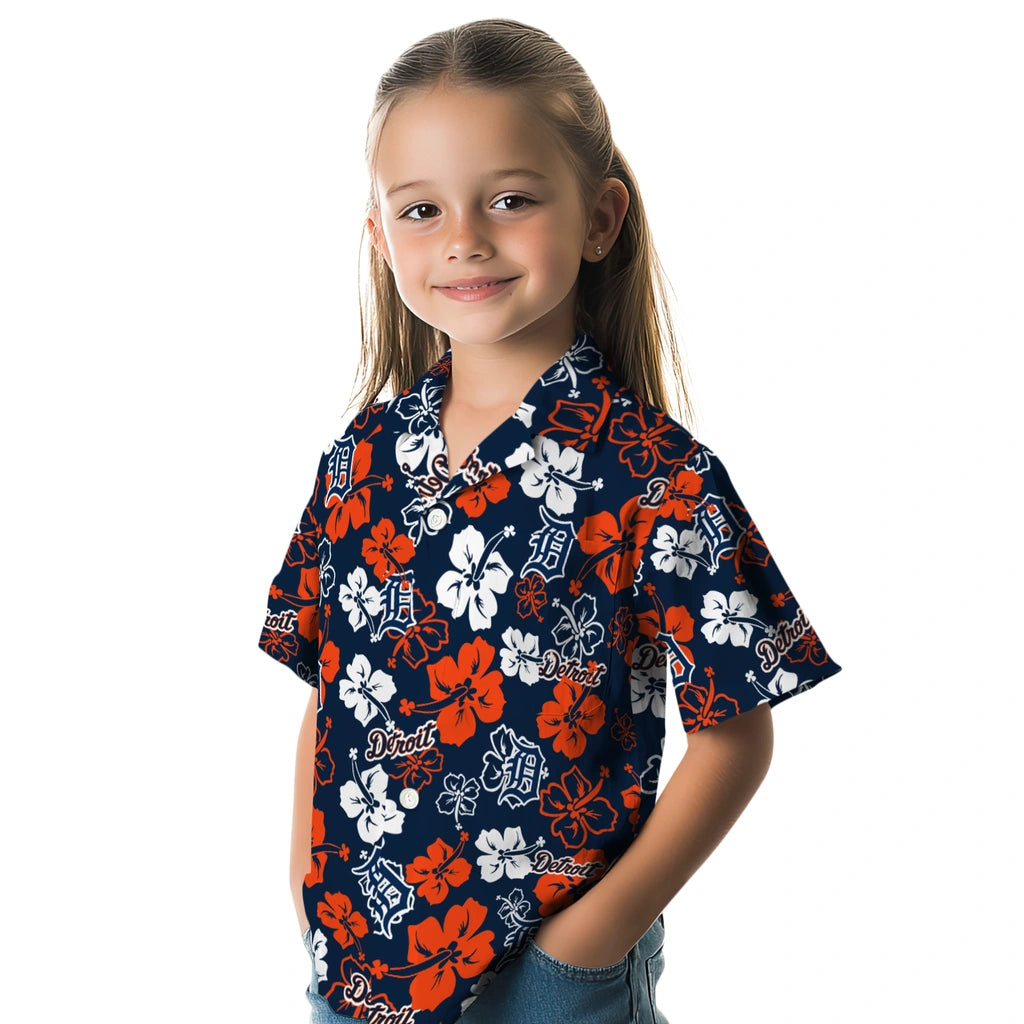 Detroit Tigers Hawaiian Shirt - Hibiscus Flower Design | Moonbestprint