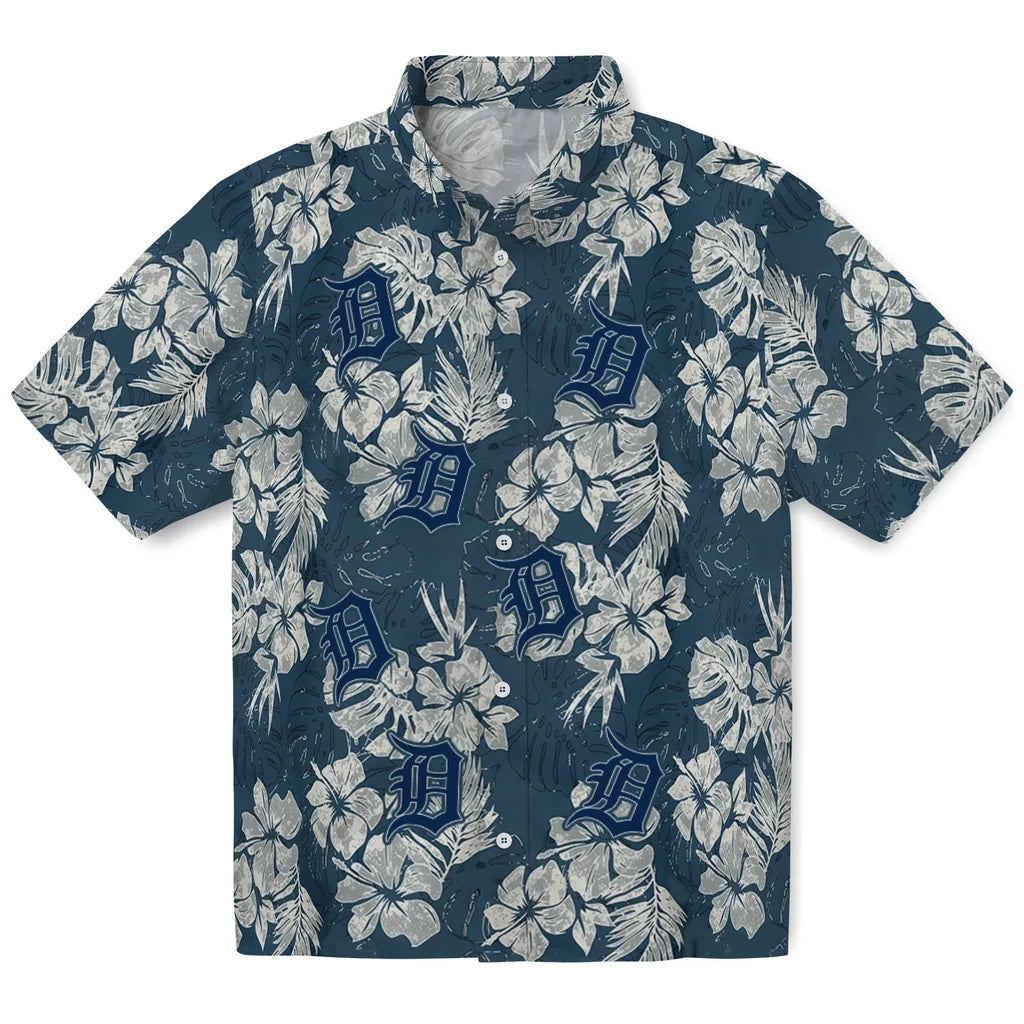 Detroit Tigers Hawaiian Shirt - Hibiscus Flowers | Moonbestprint