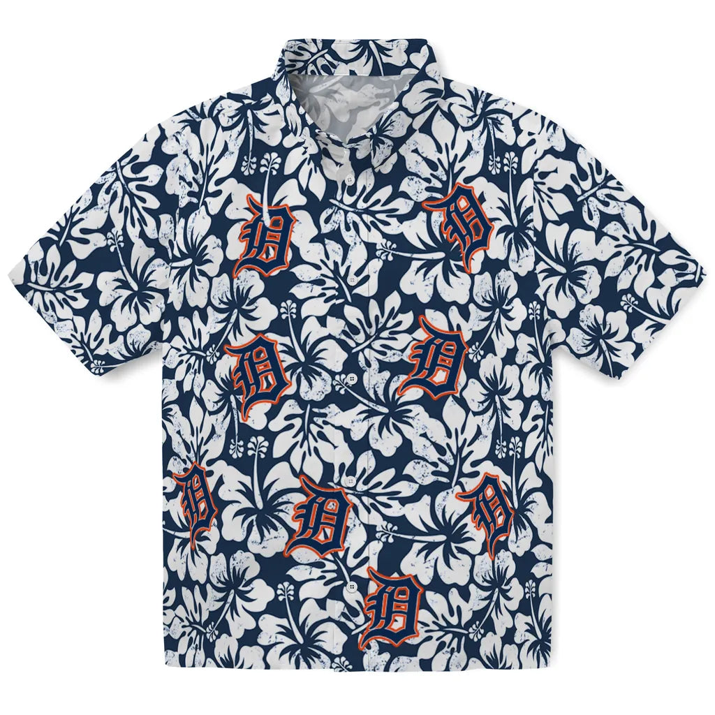 Detroit Tigers Hawaiian Shirt - Hibiscus Motif | Moonbestprint