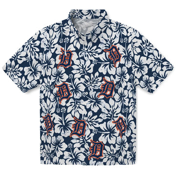 Detroit Tigers Hawaiian Shirt - Hibiscus Motif | Moonbestprint