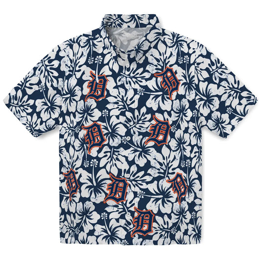 Detroit Tigers Hawaiian Shirt - Hibiscus Motif | Moonbestprint