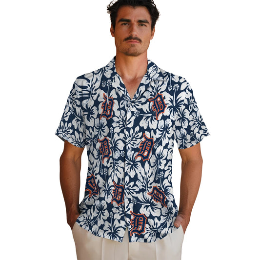 Detroit Tigers Hawaiian Shirt - Hibiscus Motif | Moonbestprint