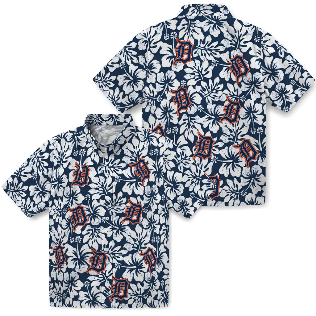 Detroit Tigers Hawaiian Shirt - Hibiscus Motif | Moonbestprint