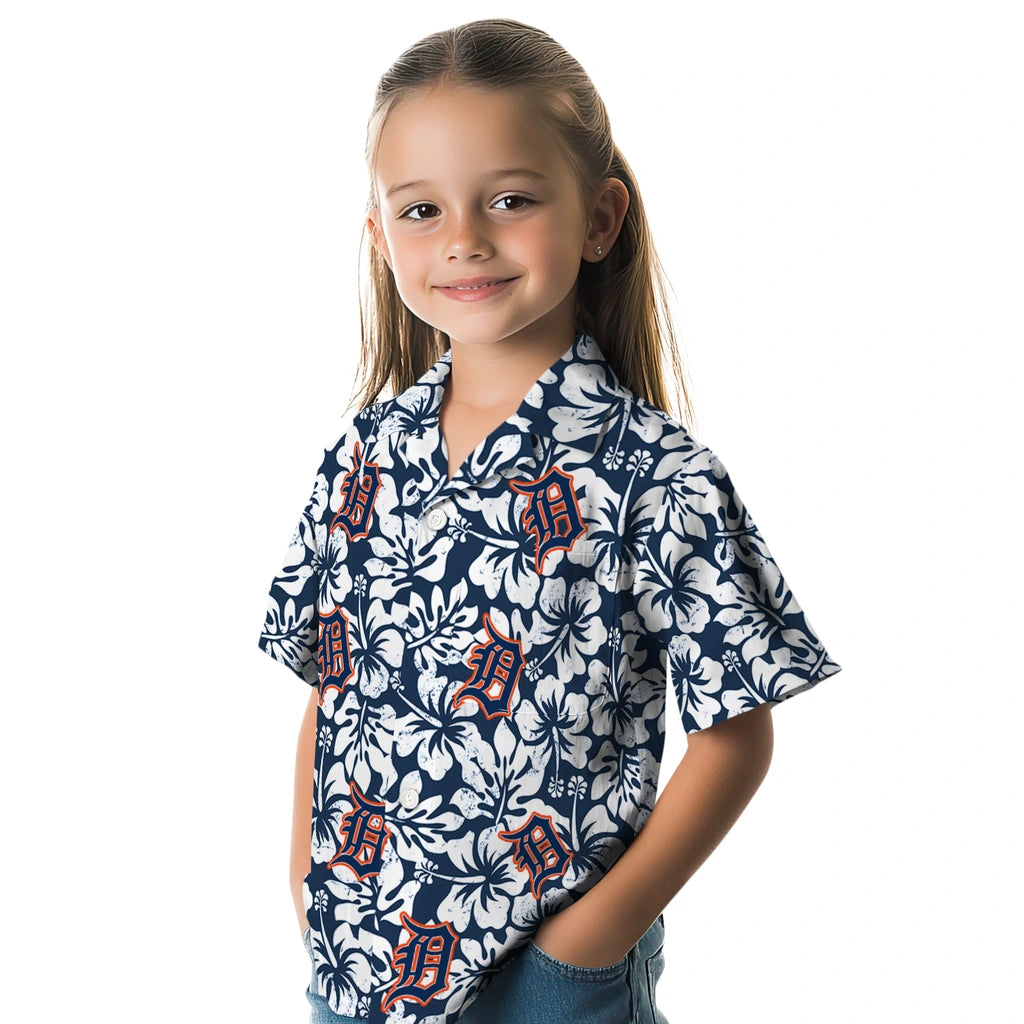 Detroit Tigers Hawaiian Shirt - Hibiscus Motif | Moonbestprint