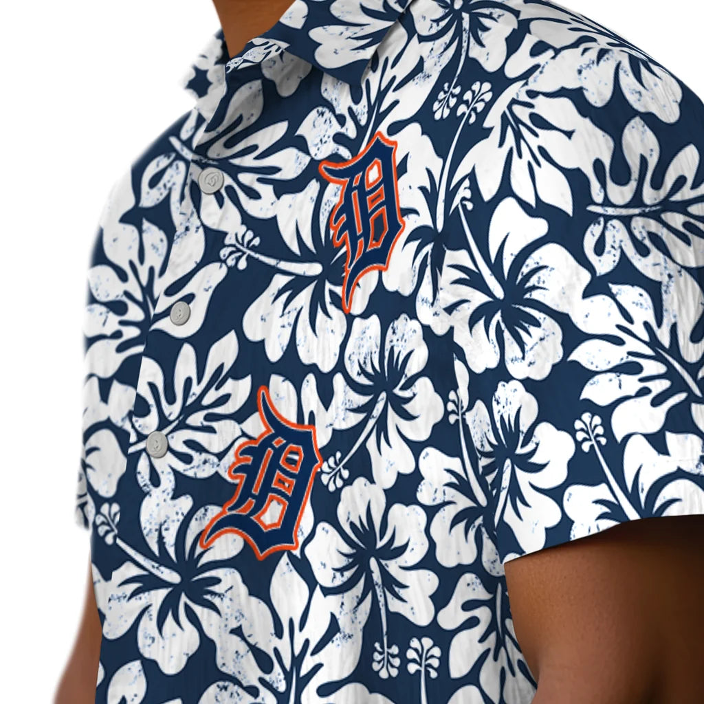 Detroit Tigers Hawaiian Shirt - Hibiscus Motif | Moonbestprint
