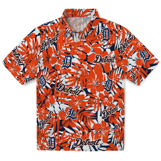 Detroit Tigers Hawaiian Shirt - Hibiscus Overlay | Moonbestprint
