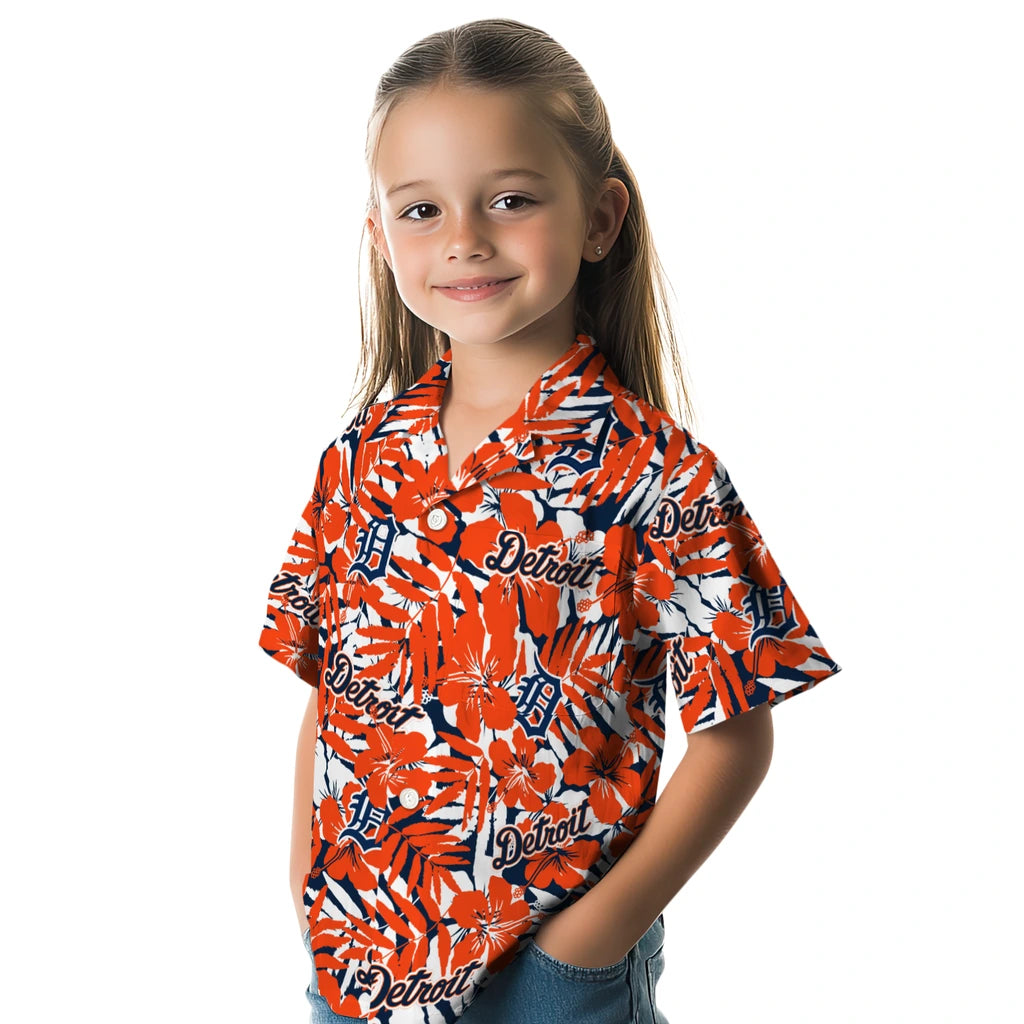 Detroit Tigers Hawaiian Shirt - Hibiscus Overlay | Moonbestprint