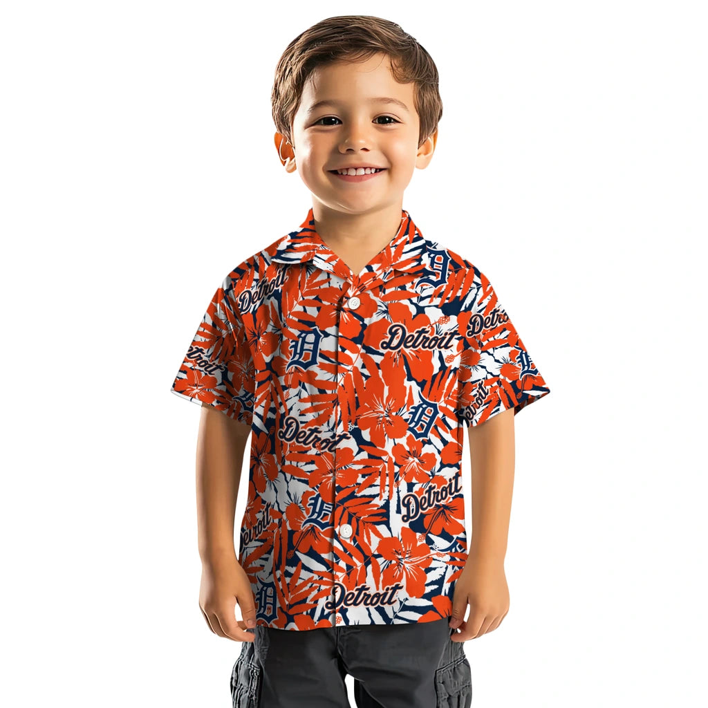 Detroit Tigers Hawaiian Shirt - Hibiscus Overlay | Moonbestprint