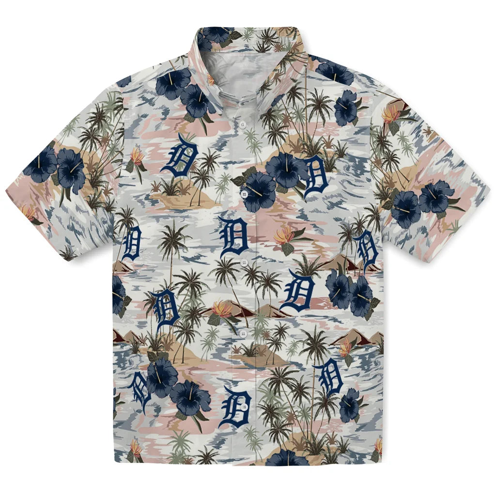 Detroit Tigers Hawaiian Shirt - Hibiscus Seaside | Moonbestprint