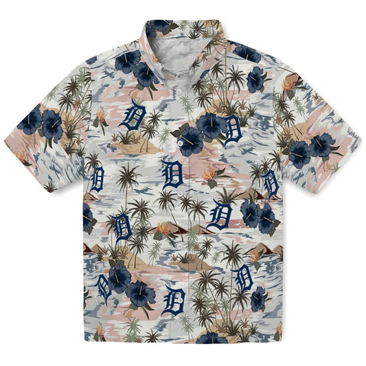 Detroit Tigers Hawaiian Shirt - Hibiscus Seaside | Moonbestprint