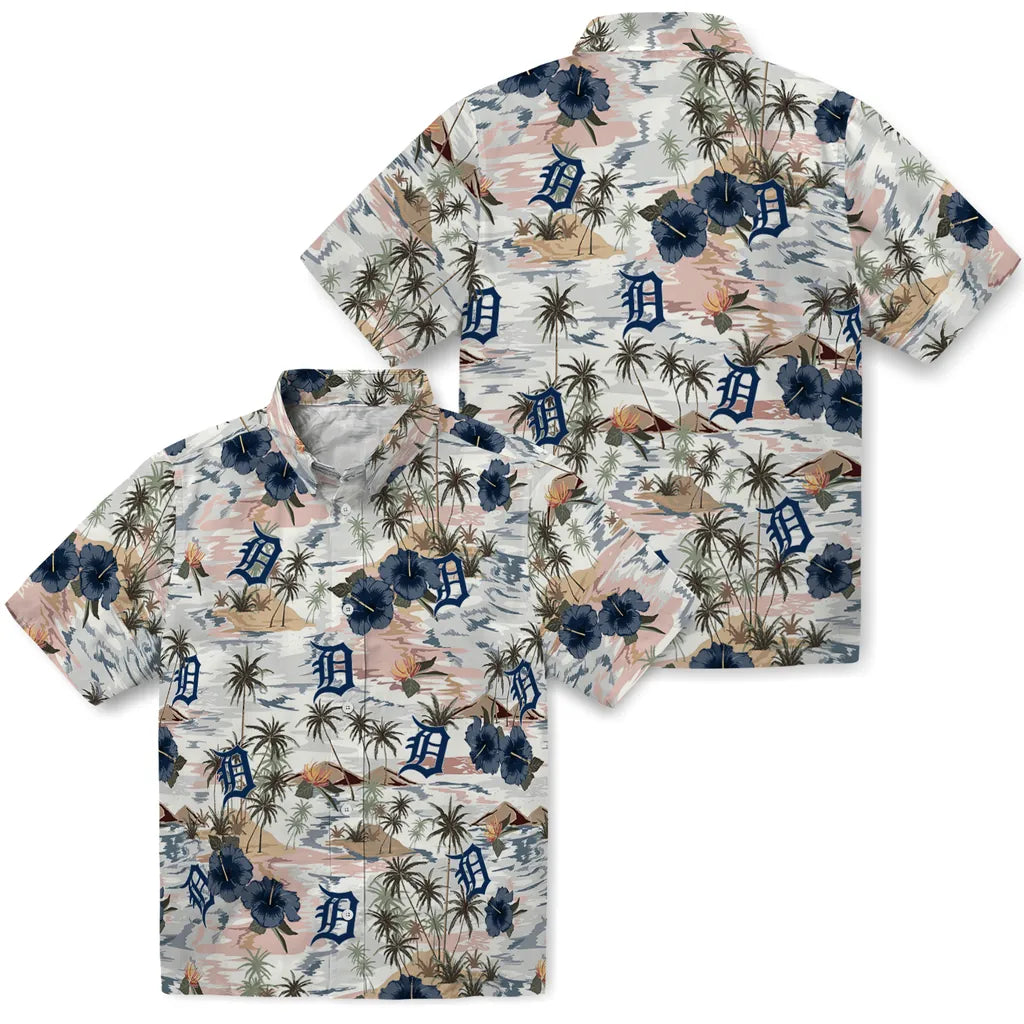 Detroit Tigers Hawaiian Shirt - Hibiscus Seaside | Moonbestprint