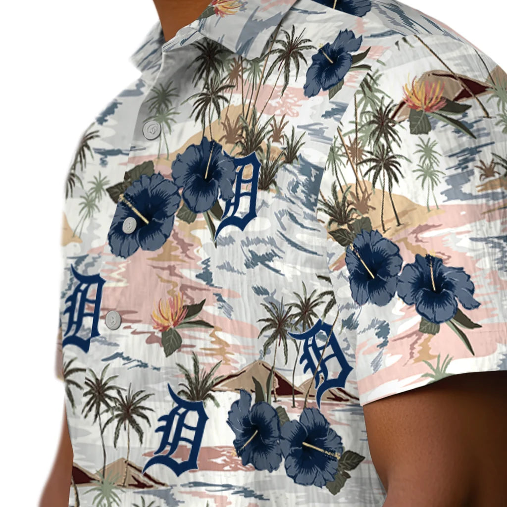 Detroit Tigers Hawaiian Shirt - Hibiscus Seaside | Moonbestprint