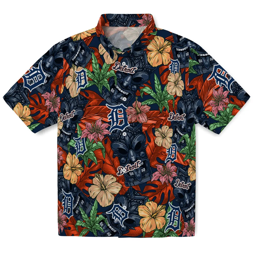 Detroit Tigers Hawaiian Shirt - Hibiscus Tiki Jungle | Moonbestprint