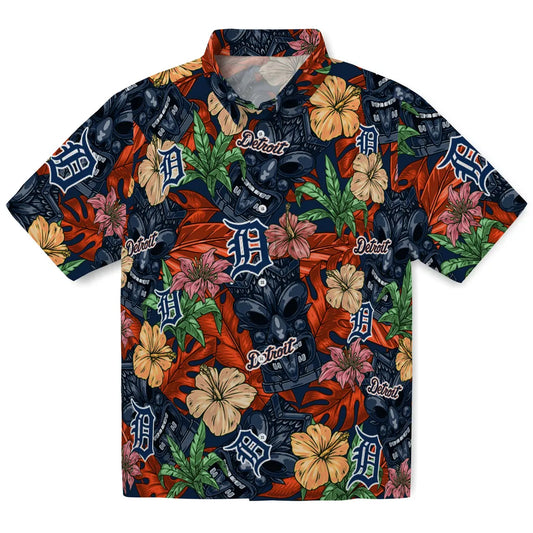 Detroit Tigers Hawaiian Shirt - Hibiscus Tiki Jungle | Moonbestprint