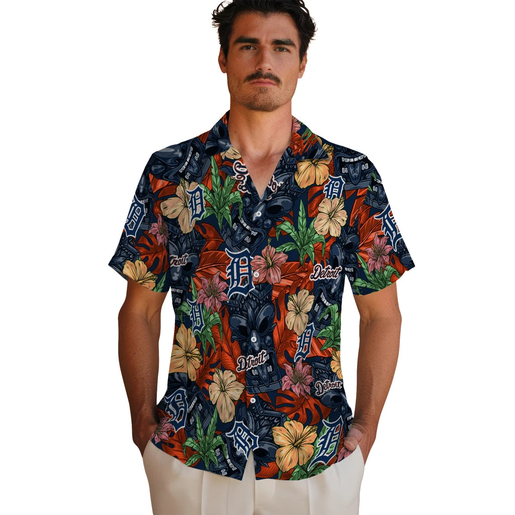 Detroit Tigers Hawaiian Shirt - Hibiscus Tiki Jungle | Moonbestprint