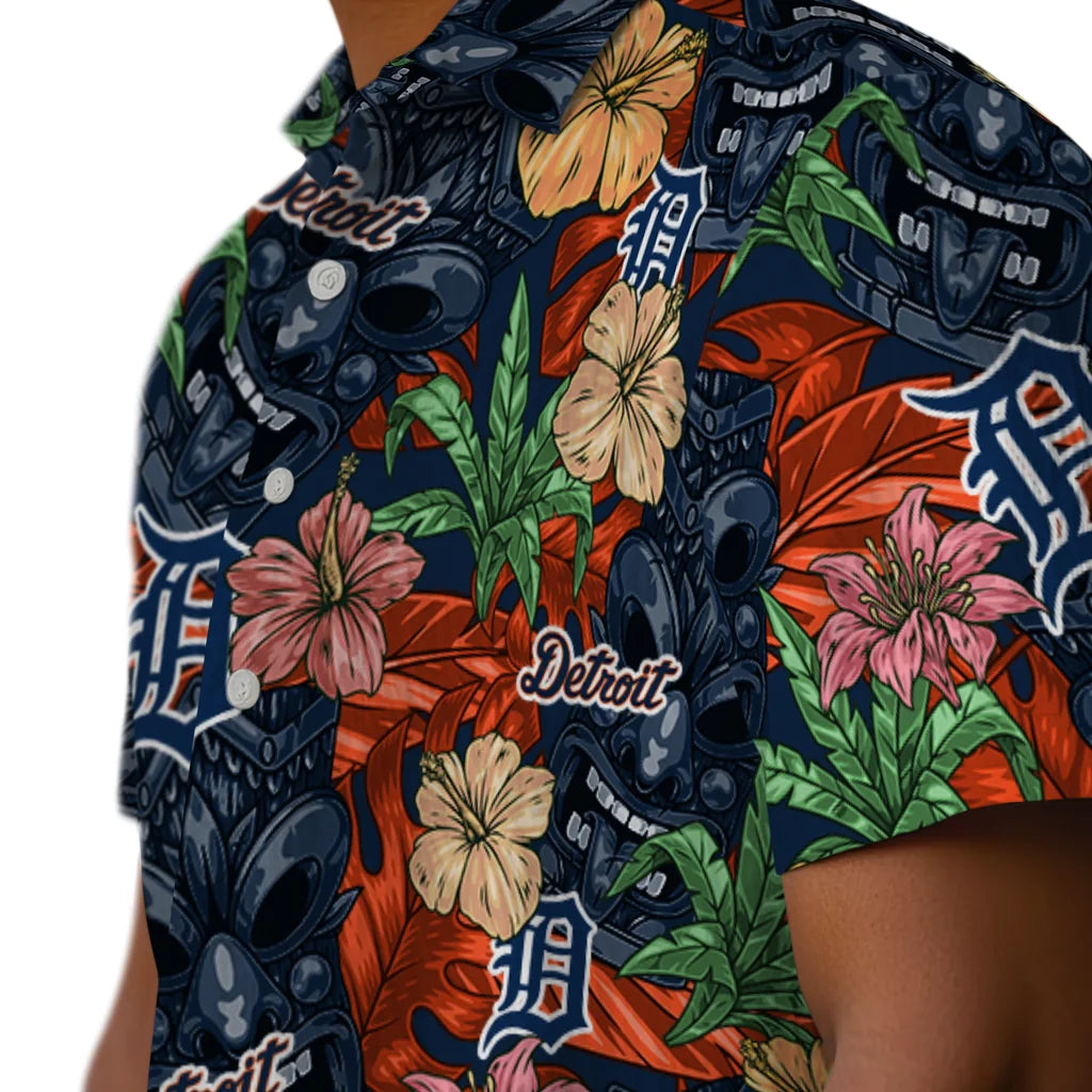 Detroit Tigers Hawaiian Shirt - Hibiscus Tiki Jungle | Moonbestprint