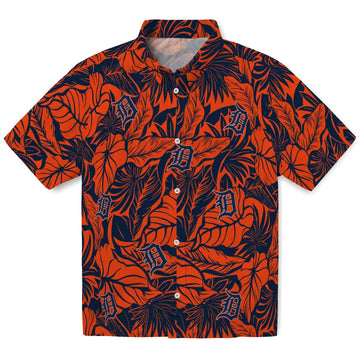 Detroit Tigers Hawaiian Shirt - Monstera Layer | Moonbestprint