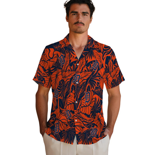 Detroit Tigers Hawaiian Shirt - Monstera Layer | Moonbestprint