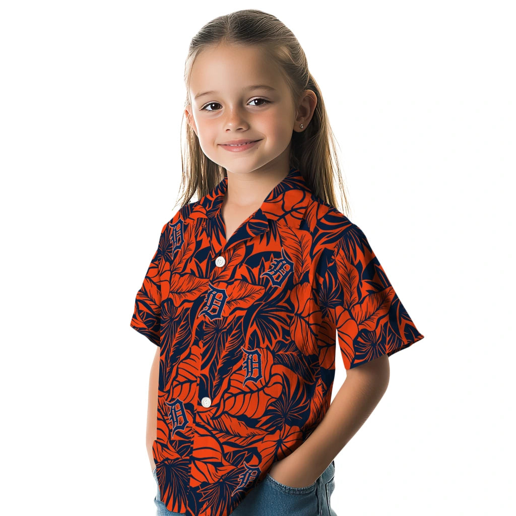 Detroit Tigers Hawaiian Shirt - Monstera Layer | Moonbestprint