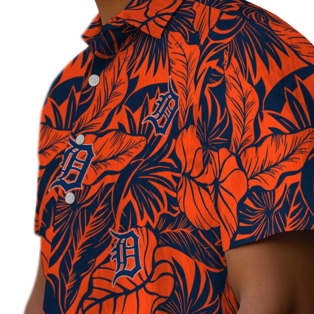 Detroit Tigers Hawaiian Shirt - Monstera Layer | Moonbestprint