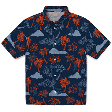 Detroit Tigers Hawaiian Shirt - Palm And Clouds | Moonbestprint