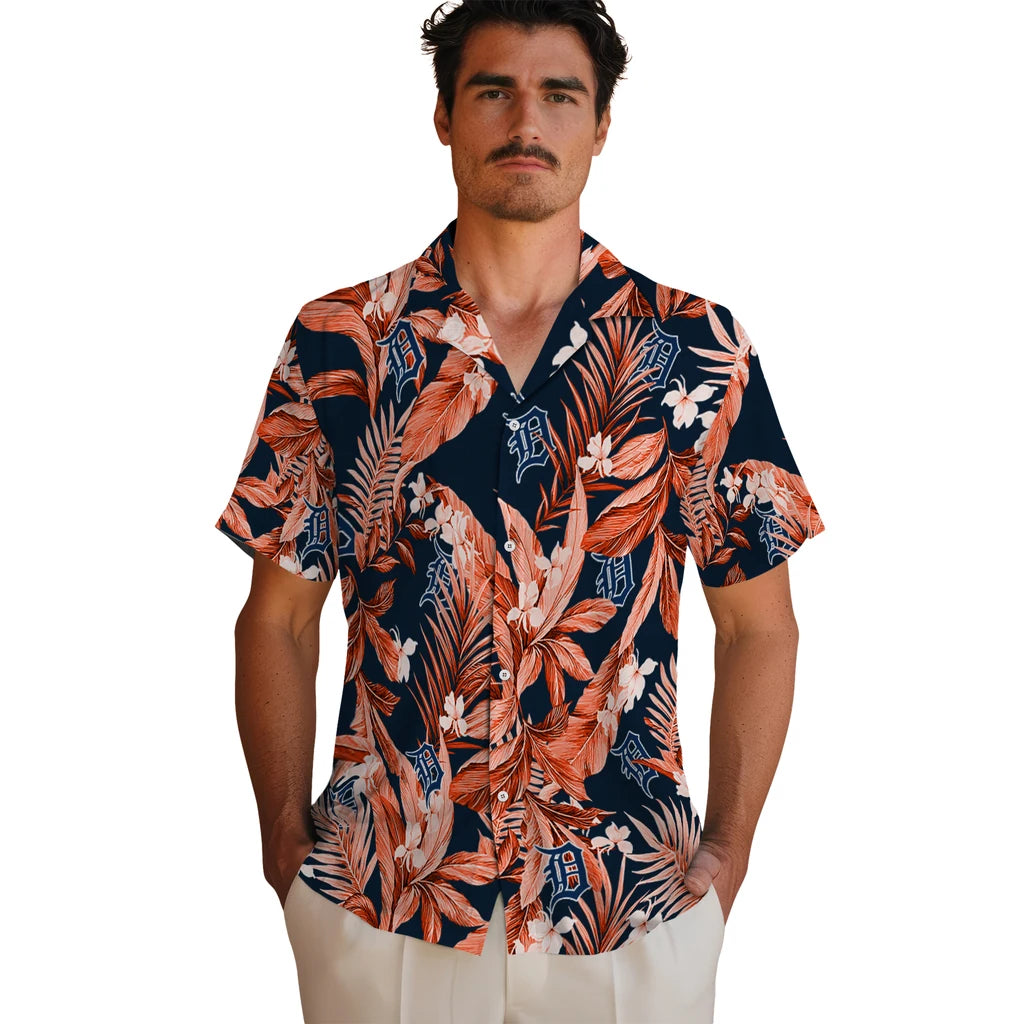 Detroit Tigers Hawaiian Shirt - Palm Leaves | Moonbestprint