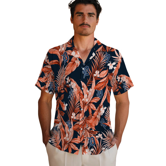 Detroit Tigers Hawaiian Shirt - Palm Leaves | Moonbestprint