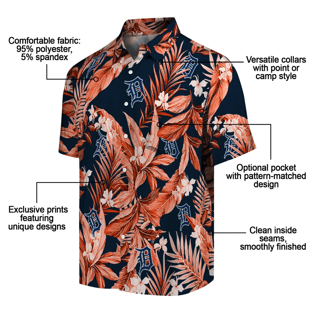 Detroit Tigers Hawaiian Shirt - Palm Leaves | Moonbestprint