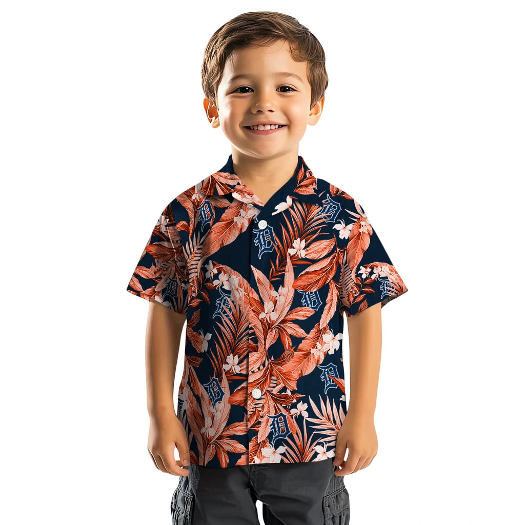 Detroit Tigers Hawaiian Shirt - Palm Leaves | Moonbestprint