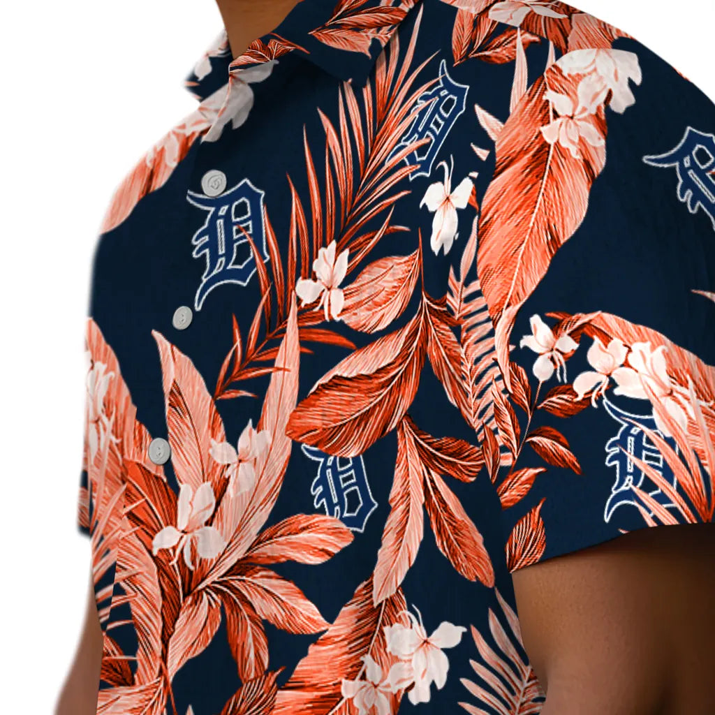 Detroit Tigers Hawaiian Shirt - Palm Leaves | Moonbestprint