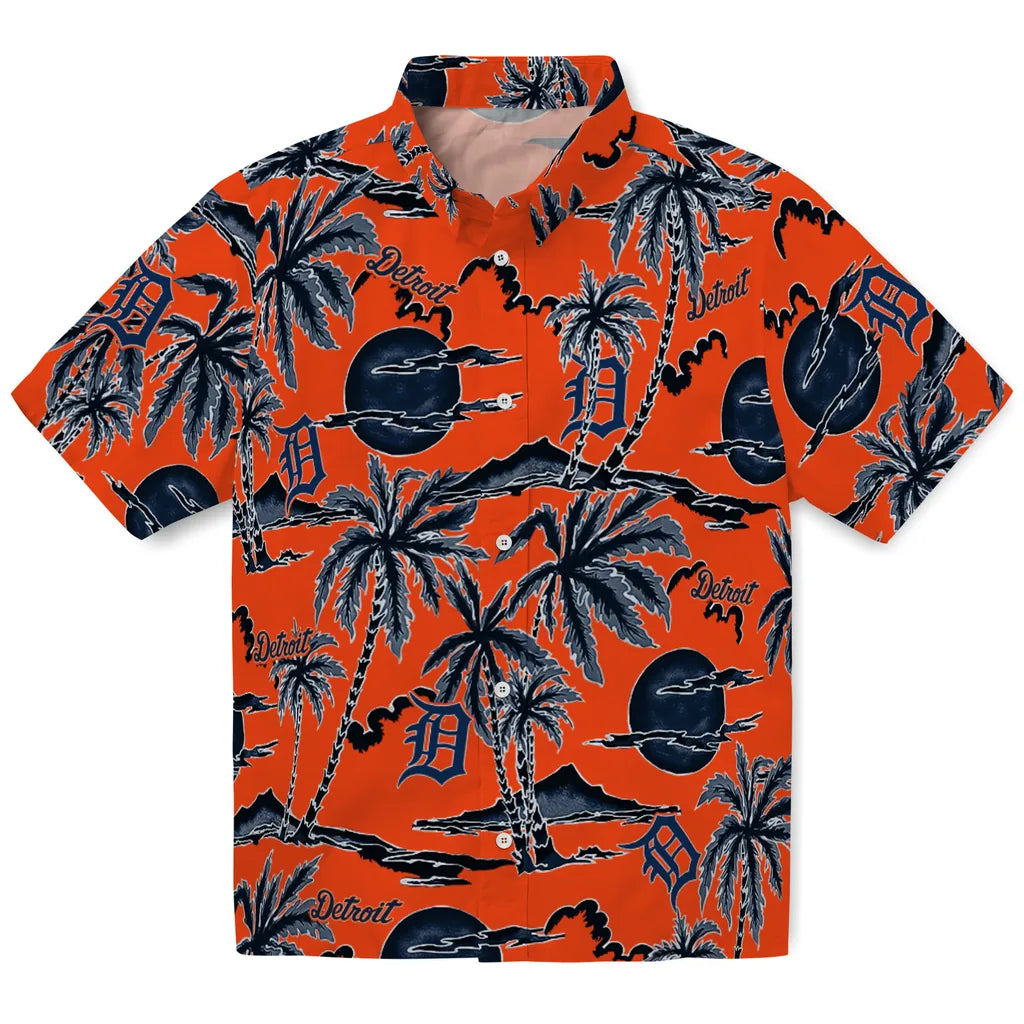 Detroit Tigers Hawaiian Shirt - Palm Sunset | Moonbestprint