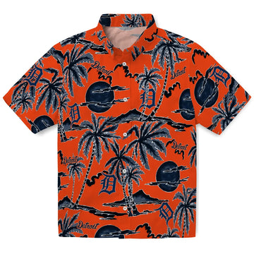 Detroit Tigers Hawaiian Shirt - Palm Sunset | Moonbestprint