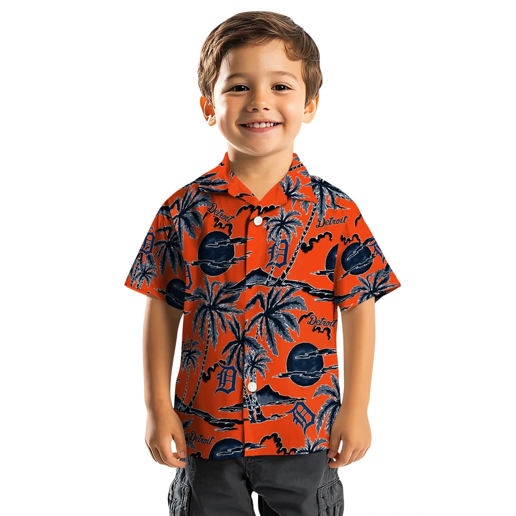 Detroit Tigers Hawaiian Shirt - Palm Sunset | Moonbestprint