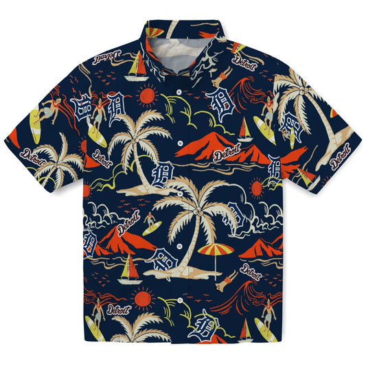 Detroit Tigers Hawaiian Shirt - Palm Tree Island | Moonbestprint
