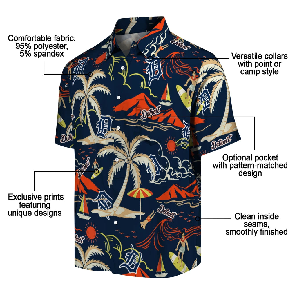 Detroit Tigers Hawaiian Shirt - Palm Tree Island | Moonbestprint