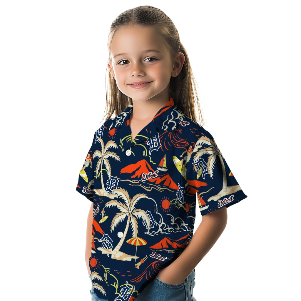 Detroit Tigers Hawaiian Shirt - Palm Tree Island | Moonbestprint