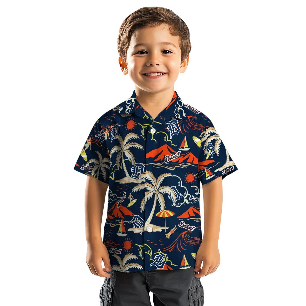 Detroit Tigers Hawaiian Shirt - Palm Tree Island | Moonbestprint
