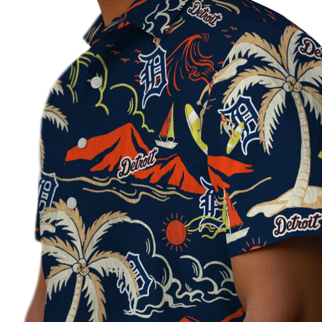 Detroit Tigers Hawaiian Shirt - Palm Tree Island | Moonbestprint