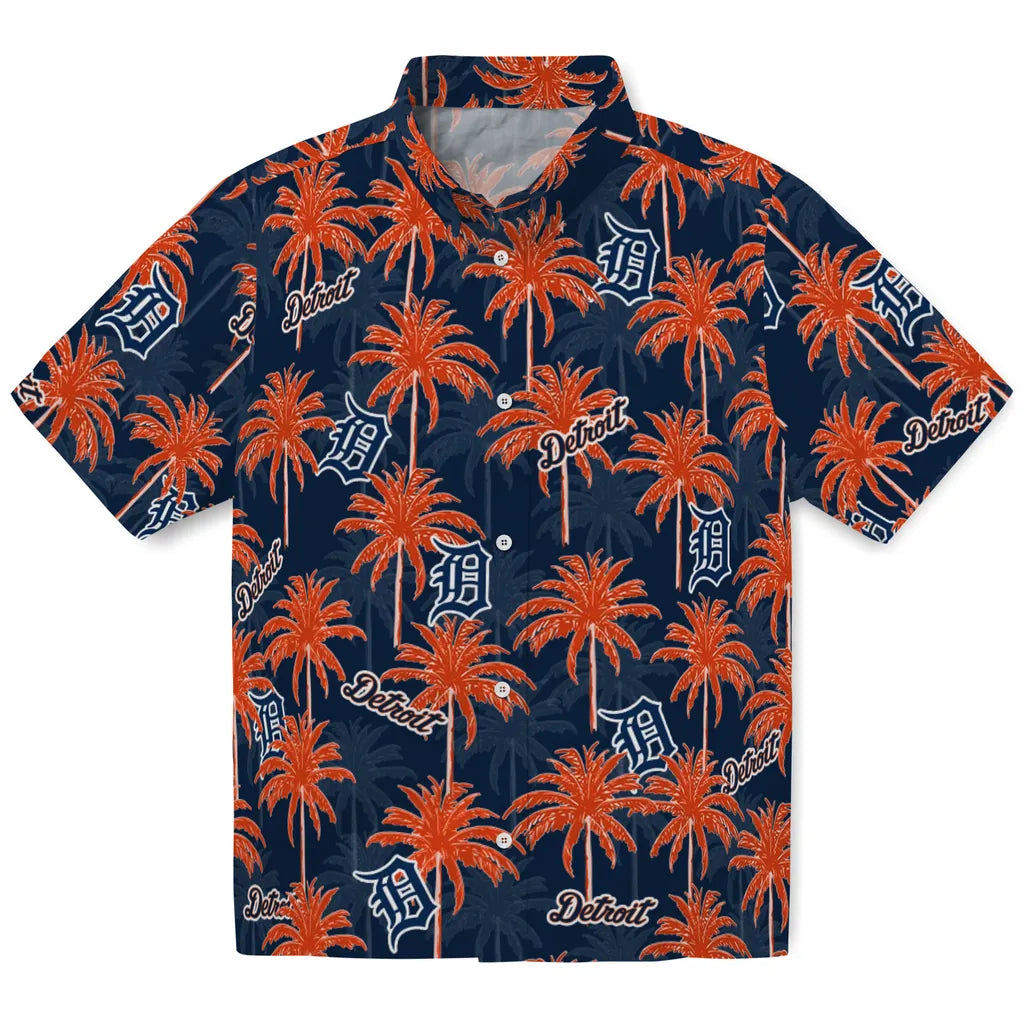 Detroit Tigers Hawaiian Shirt - Palm Tree Motif | Moonbestprint