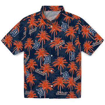 Detroit Tigers Hawaiian Shirt - Palm Tree Motif | Moonbestprint